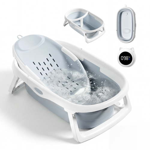 Babyomi 3-in-1 Reclining Baby Bathtub, Baby Tub for Newborns to Toddler with Removable Bath Seat & Backrest for Bath Support in Tub,Grow-with-Me,Blue