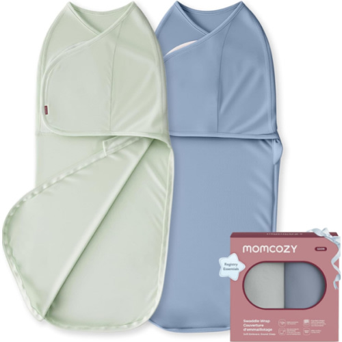 Momcozy Swaddles for Newborns, Quiet Fastener Suitable for Infant 0-3 Months, New-Parent-Friendly Swaddle Sack, Reduce Startle Reflex, Newborn Boys Girls Registry Essentials, 2-Pack, Serenity