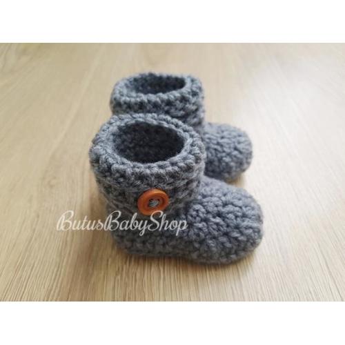 Baby Booties Baby Shoes Cuff Booties Crochet Newborn Socks Boys Girls Baby Shower Gift for baby
,
0-3 months
,
Gray