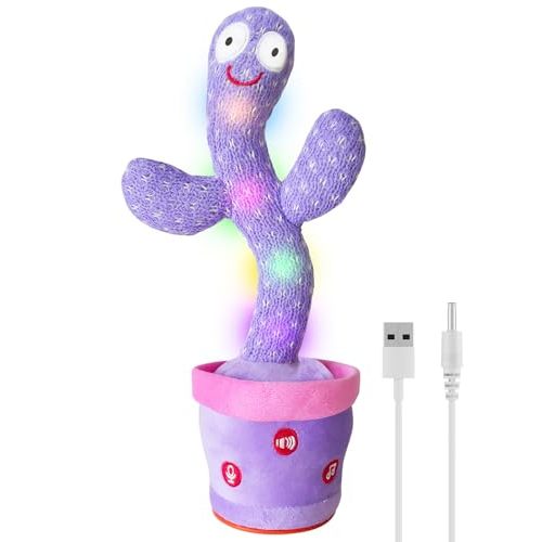 Dancing Talking Cactus Toy Mimics Back, Interactive Singing Mimicking Cactus Baby Toy That Talks Back, Upgraded Safe Plush Eyes Baby Toys 6-12 Months, 1 Year Old Girl Gifts, Baby Girl gifts