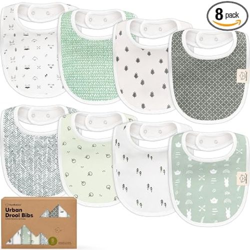 KeaBabies 8-Pack Organic Baby Bibs for Drooling and Teething (Nordic) | Soft Cotton Bibs for Baby Girl, Boy, Extra Absorbent, Easy to Clean & Put On, Toddler, Newborn, Infant 0-24 Months