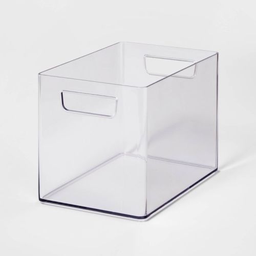 Medium Bathroom Organizer Bin with Handles Clear - Brightroom™: PETG, 6.5" Height, 9" Depth, 6" Width, Organizing Bin
