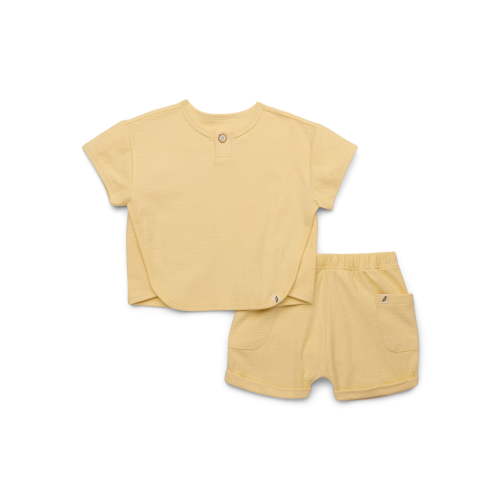 easy-peasy Baby Boys or Baby Girls Seersucker Bound Tee & Cuffed Shorts Set, 2-Piece Summer Outfit, Sizes 0-24M