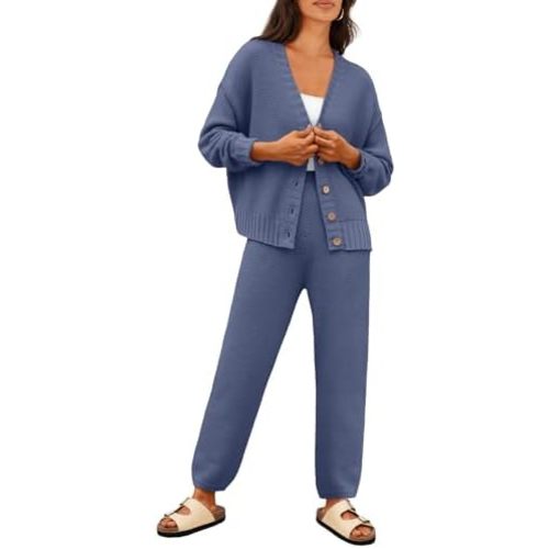LILLUSORY Womens Cardigan Pants Sets 2 Piece Slouchy Sweater Loungewear