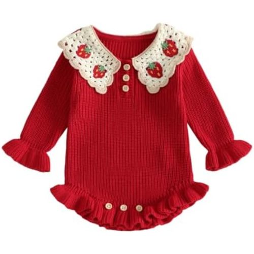 Newborn Baby Girl Knit Sweater Romper Baby Fall Outfit 0-12 Months