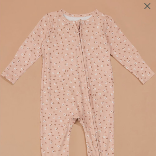 Carrie Floral Footie in Dusty Rose | Tullabee
