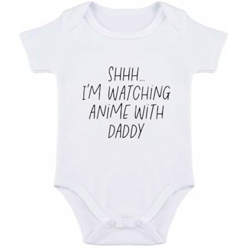 Shh I'm Watching Anime with Daddy Baby Bodysuit Funny Baby Bodysuit Unisex