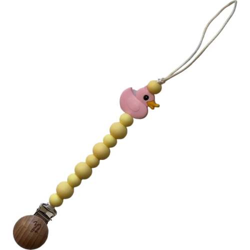 Ducky Pacifier And Toy Clip, Baby's Breath - Three Hearts | Maisonette