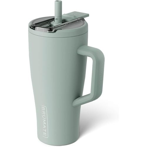 BrüMate Era Flip 30oz Tumbler with 100% Leakproof Covered Straw Lid | Hygienic Covered Straw | Insulated Stainless Steel Water Bottle with Handle | Cup Holder Friendly | BPA-Free (Sage)
