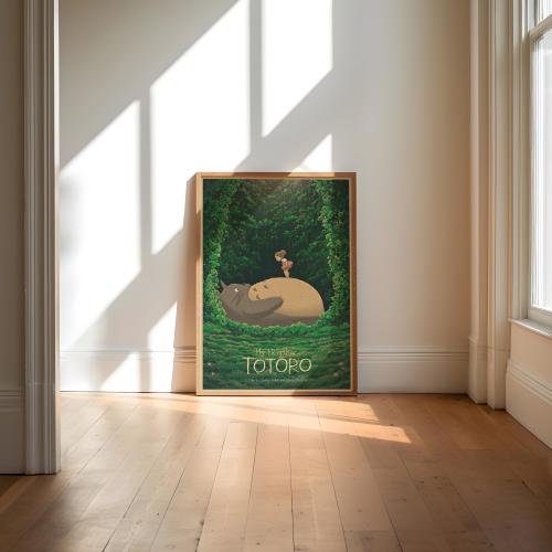 Vintage Anime Poster: Totoro Wooden Framed Art Print P0022