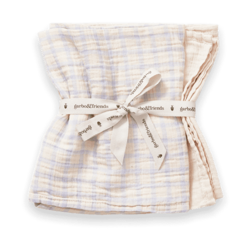 Gingham Sky Blue Muslin small blanket 2 parts from Garbo&Friends - NordicNest.com
