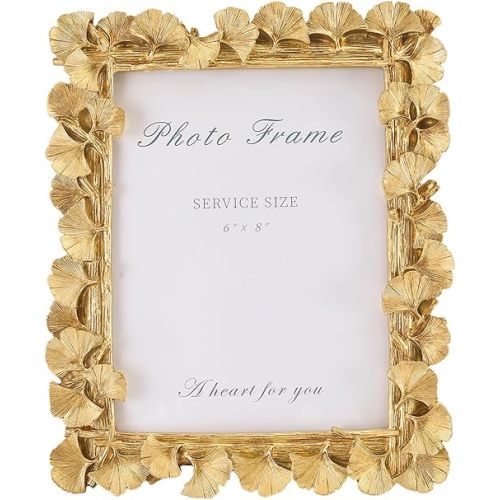 6x8 Vintage Picture Frames, Picture Frame for Table Top Display and Wall Hanging Home Decor (Gold 02, 6x8 Inch)
