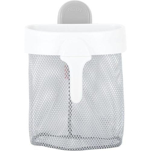 Nuby Mesh Toy Caddy - Bath Toy Storage Organizer with Detachable Suction Hanger - Handle for Easy Scooping - Durable, Quick-Dry Mesh