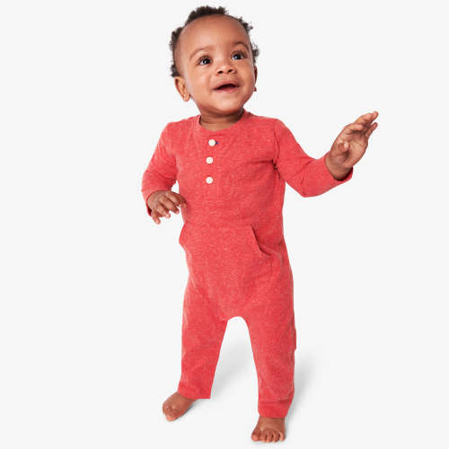 Baby heathered henley romper | Primary.com