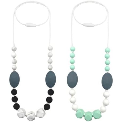 KJHL 2 Pack Silicone Nursing Necklaces for Mom, Sensory Chew Necklaces