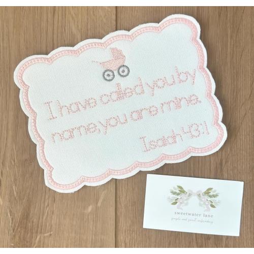Embroidered Custom Baby Hospital Bassinet Name Card Announcement Tag Banner Sign