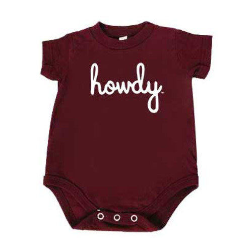 Howdy Script Onesie - Maroon