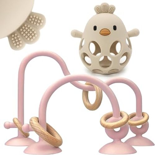 Baby High Chair Suction Cup Toys Teething,BPA-Free Silicone Teethers Chew