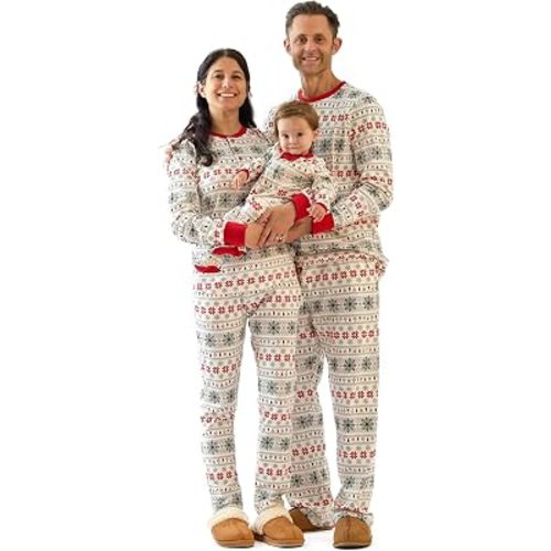 Butterblu JAMIE Pijamas familiares a juego de Navidad de algodón orgánico para mujeres, hombres, niños, bebés, niños pequeños, mascotas