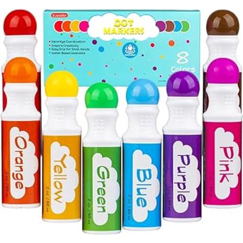 Dot Markers for Toddlers Kids Preschool, Bingo Daubers Washable Art Markers 8 Colors, Toddlers Arts and Crafts Supplies, Kids Painting Drawing Coloring Supplies, Dot Paint Craft Kit Preschool Learning