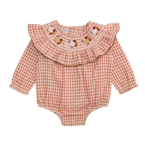 Smocked Turkey Bubble - 0-3 Months