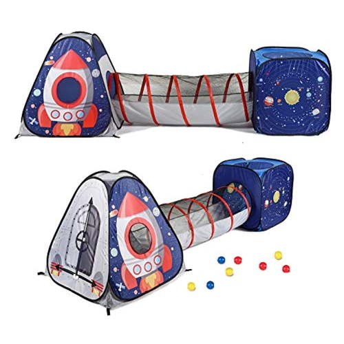 UTEX 3pc Space Astronaut Kids Play Tent Pop Up Play Tents with Tunnels for Kids Boys Girls Babies and Toddlers Indoor Outdoor Playhouse Stem Inspired Design W Solar System Planet