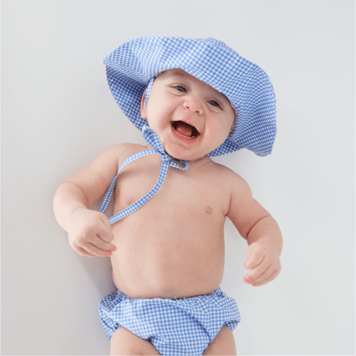 Baby Sky Blue Gingham Sun Hat | Over The Moon