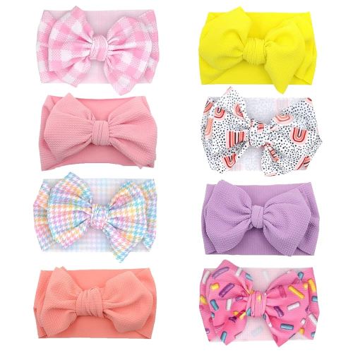 Baby Headbands for Girls Hair Bows Turban Knotted Donut Headwraps for Newborn Infant Toddlers Kids (PR10-8PCS)