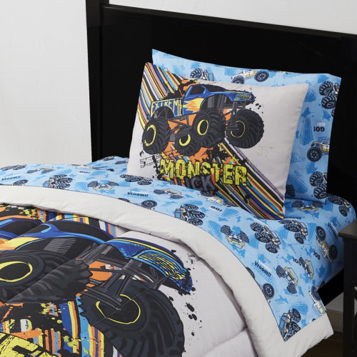 Sweet Home Collection Kids Monster Truck Printed Bed in a Bag Comforter & Sheet Set & Reviews | Wayfair