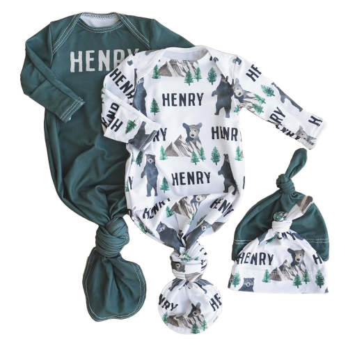 Brody's Personalized Newborn Baby Knot Gown