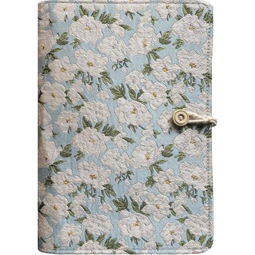 A5 Binder 6 Ring, Embroidered Flower Journal, Refillable Notebook, 6"x8", A5 Sketchbook, Travel Journal for Women, White Gardenia, Binder Notebook, Planner Binder