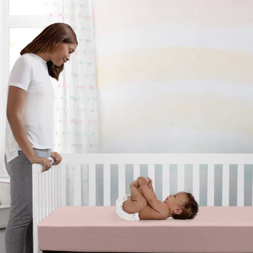 Delta Children Breathable Crib Mattress Pad Cover - 100% Breathable Mattress Pad Cover for Cribs - Elastic Edges for Secure, Universal Fit - Machine Washable - 1 Pack, Pink
