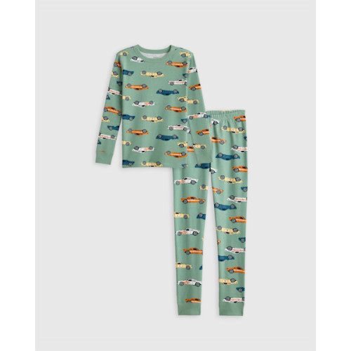 100% Organic Cotton Long Sleeve and Pant Pajama Set in Racecars