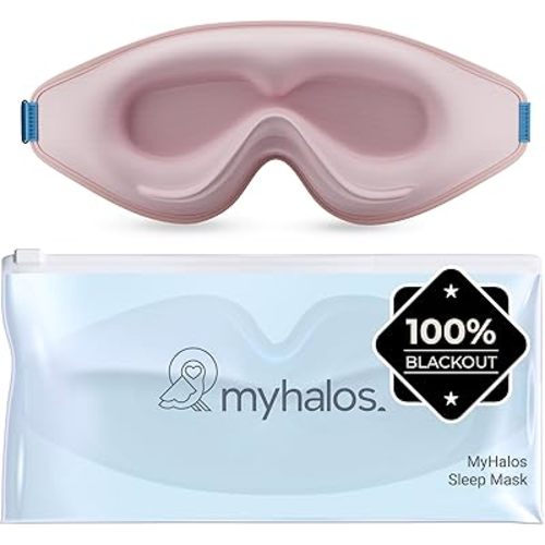 MyHalos® Sleep Mask – 3D Blackout Eye Mask for Women & Men, Side Sleepers, Zero Pressure Memory Foam Eyelash Friendly, Breathable,Award-Winning Sleep Aid for Travel (Peach Orange, 1 Count (Pack of 1))