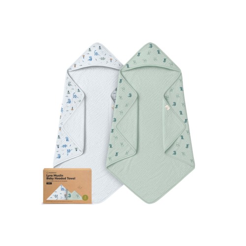 2-Pack Lyra Muslin Hooded Towels, Small