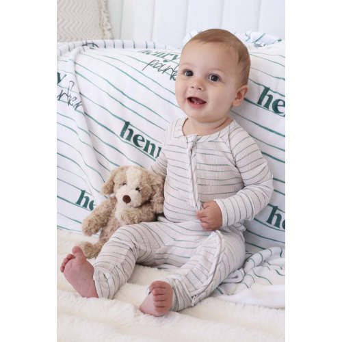 Sage's Stripes Bamboo Waffle Convertible Zip Romper