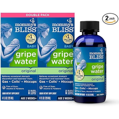 Mommy's Bliss Original Gripe Water, Gas and Colic Relief, Gentle and Safe, Made for Infants, 2 Weeks+, 8 Fl Oz (2 Bottles)