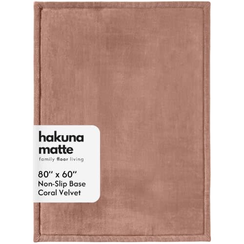 Hakuna Matte CloudSoft Baby Play Mat for Floor 60" x 80" Brown | Coral Velvet high-density foam Rug for Crawling & Cozy Play – Non-Slip, Water-Resistant, Easy-CareTummy Time Mat