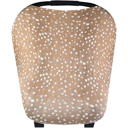 Copper Pearl Multi-Use Cover: Car Seat Covers, Nursing Cover, and Stroller Cover for Sun - Stretchy Fabric, All-Season Use, Stylish Designs, Easy Access for Moms - Fawn