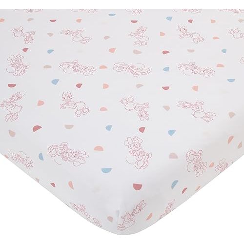 NoJo Disney Minnie Mouse White, Light Blue, and Peach with Daisy Duck Super Soft Nursery Fitted Crib Sheet