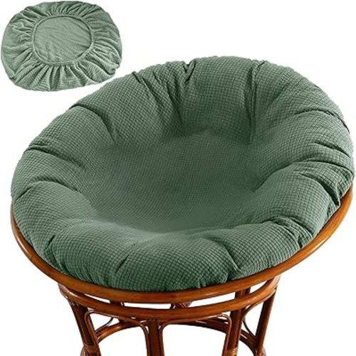 Wibeelee Papasan Chair Cushion Cover, 55" x 55" Soft Plush Fleece Slipcover Only, Removable & Machine Washable with Adjustable Design(Tea Green)