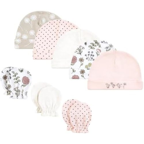Hudson Baby Unisex Baby Cotton Cap and Scratch Mitten Set