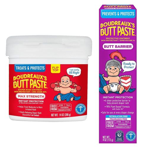Boudreaux's Butt Paste 4oz Butt Barrier Ointment and 14oz jar Max. Strength Diaper Rash Ointment