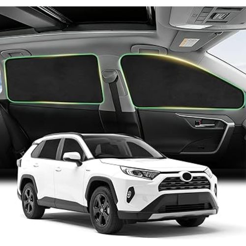 KOCZIL Side Window Sunshades for 2019-2024 Toyota RAV4, Suede Fabric Window Covers for Privacy Car, Custom Fit Without Steel Rings, UV & Heat Protection Magnetic Installation (4 Pack)