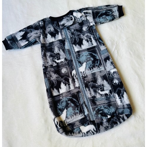 Wolves and Moons! Grey Tone, Cozy Baby Sack, Baby/Toddler Bag,0-3 Months to 4T Sizes, Zippered, Customizable