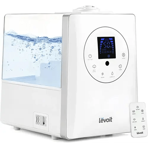 LEVOIT Humidifiers for Bedroom Large Room Home, 6L Warm and Cool Mist Ultrasonic Air Vaporizer for Plants and Whole House, Built-in Humidity Sensor, Essential Oil Diffuser, Whisper Quiet, Timer, White