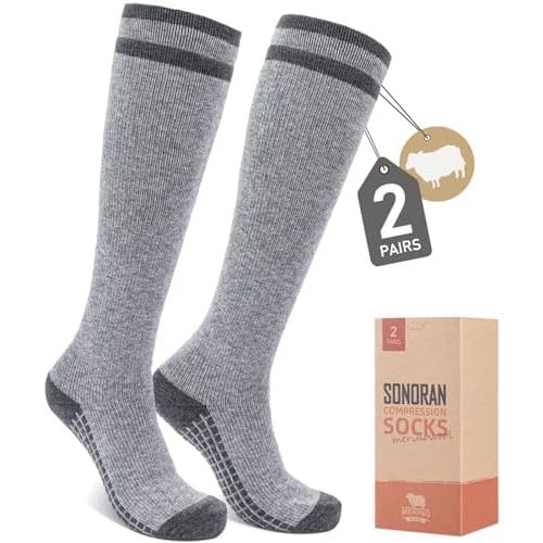 Merino Wool Compression Socks for Women Men (2/3 Pairs) Knee High Winter Thermal Thick Warm for Nurse Pregnant Travel