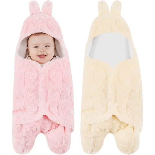 Oudain 2 Pcs Baby Swaddle Blanket Heart Checkered Blanket Soft Cozy Blankets Girl Soft Plush Essential for Infants 0-6 Months Baby Shower Receiving Sleeping Wrap Newborn Gift (Pink,Beige)