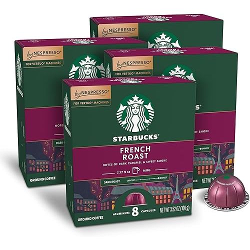 Starbucks by Nespresso Vertuo, French Roast, Dark Roast Coffee, 32-count Coffee Pods, Brews 7.8 oz.