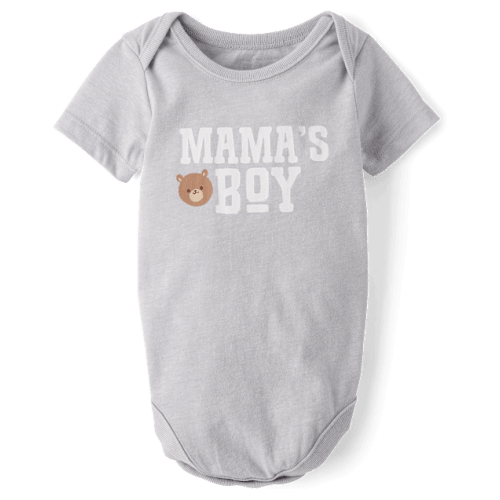 Baby Boys Mama's Boy Graphic Bodysuit - Gray